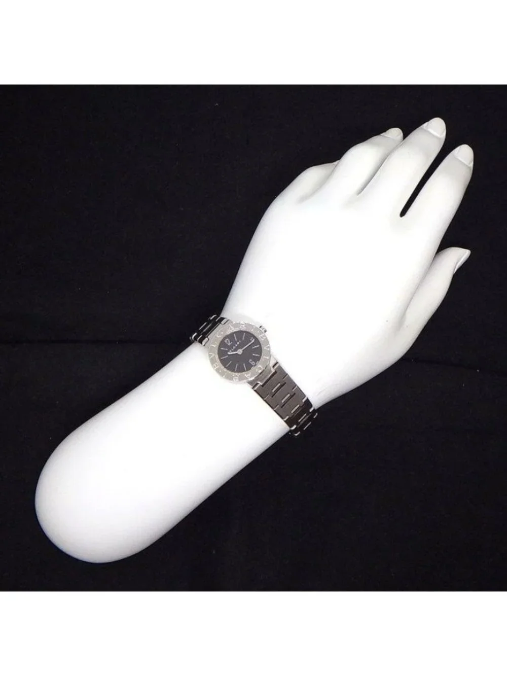 Bvlgari Watch Black Dial Date SS Quartz Analog